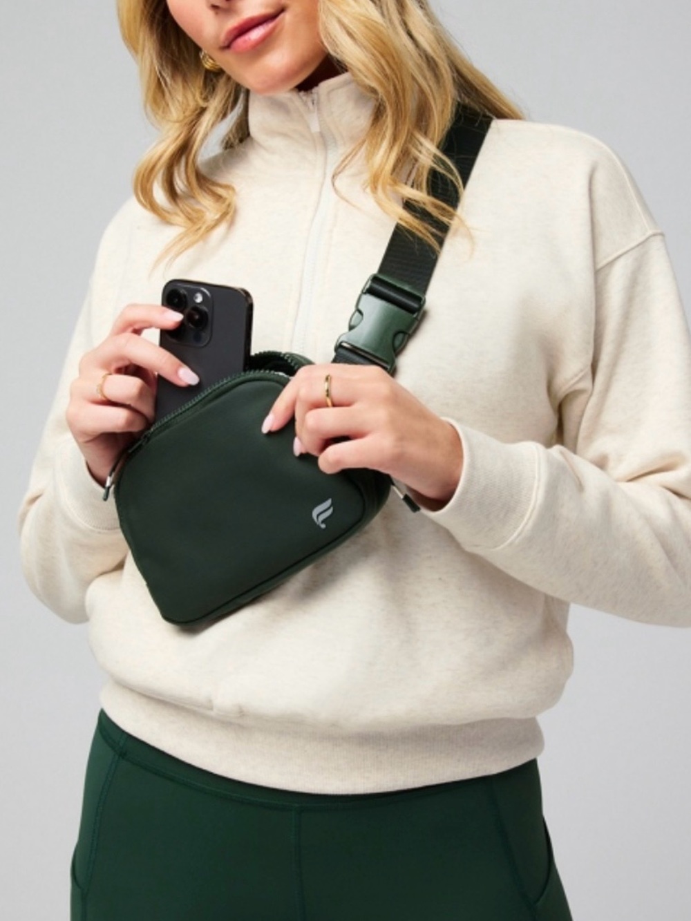 Fabletics hunter green waist bag/ crossbody